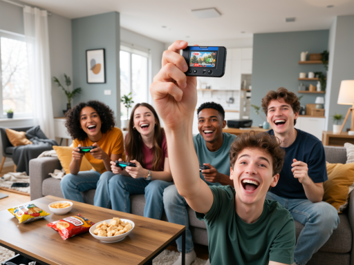 中央枢纽团队合影，多人在线下聚会，背景有游戏主题装饰和奖杯